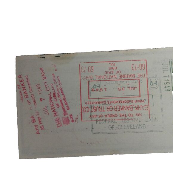 Canceled check  Nickel Plate Railroad to Walsh Neon Sign (Pennsylvania)  1949 - Picture 5 of 8